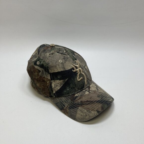 Browning Woodland Camo Strapback Hunting Hat Cap Outdoor Fishing Firearms - Picture 2 of 10